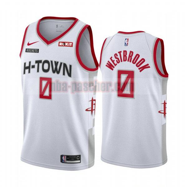 Maillot Houston Rockets Homme Russell Westbrook 0 2020-21 saison déclaration blanc