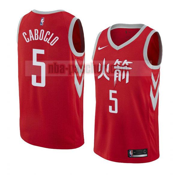 maillot houston rockets homme Bruno Caboclo 5 ville 2018 rouge