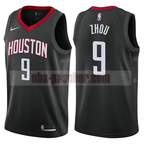 maillot houston rockets homme Zhou Qi 9 déclaration 2017-18 noir