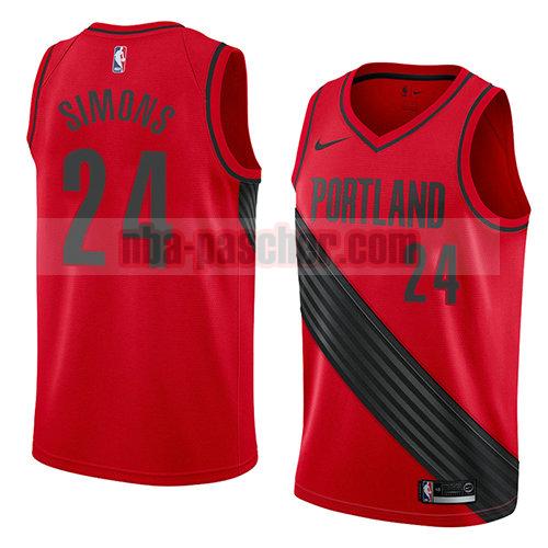 maillot portland trail blazers homme Anfernee Simons 24 déclaration 2018 rouge