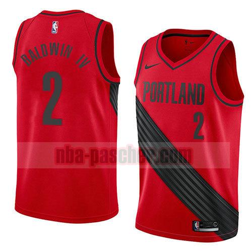 maillot portland trail blazers homme Wade Baldwin IV 2 déclaration 2018 rouge